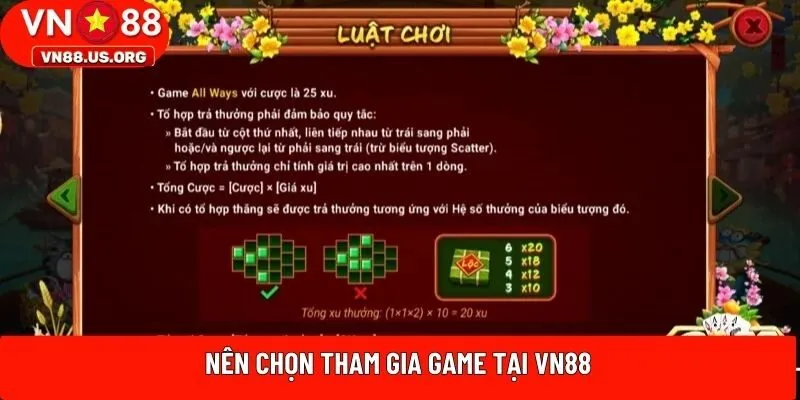 Nên chọn tham gia game tại VN88